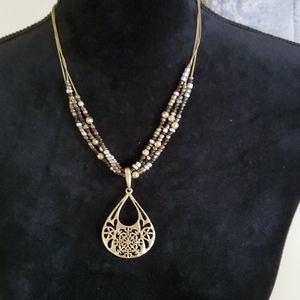 Bronze and gold bead necklace